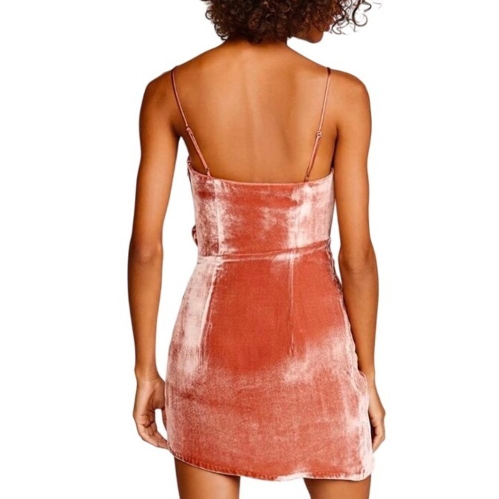 NEW CINQ A SEPT Velvet Kiki Ruched Tie Mini Dress Size 14 Pink Silk Formal Party - Picture 3 of 12